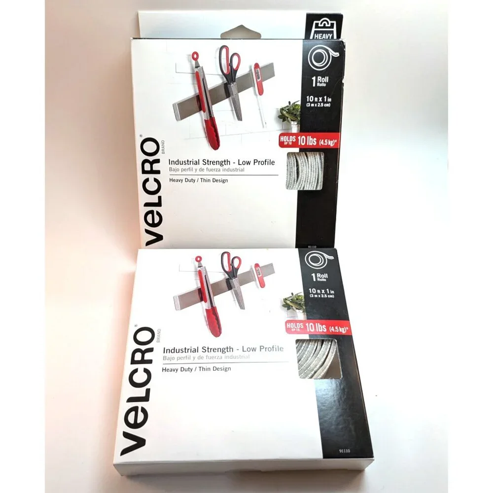 2 Velcro Rolls 10 ft Heavy Duty Industrial Strength Adhesive Fastener 20 ft